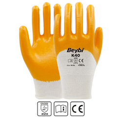BEYBİ K40 NİTRİL KAPLI PAMUK VE POLYESTER ÖRGÜ ELDİVEN
