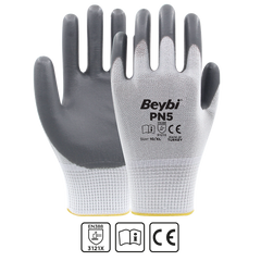 BEYBİ PN5 POLYESTER ÖRME NİTRİL ELDİVEN - GRİ